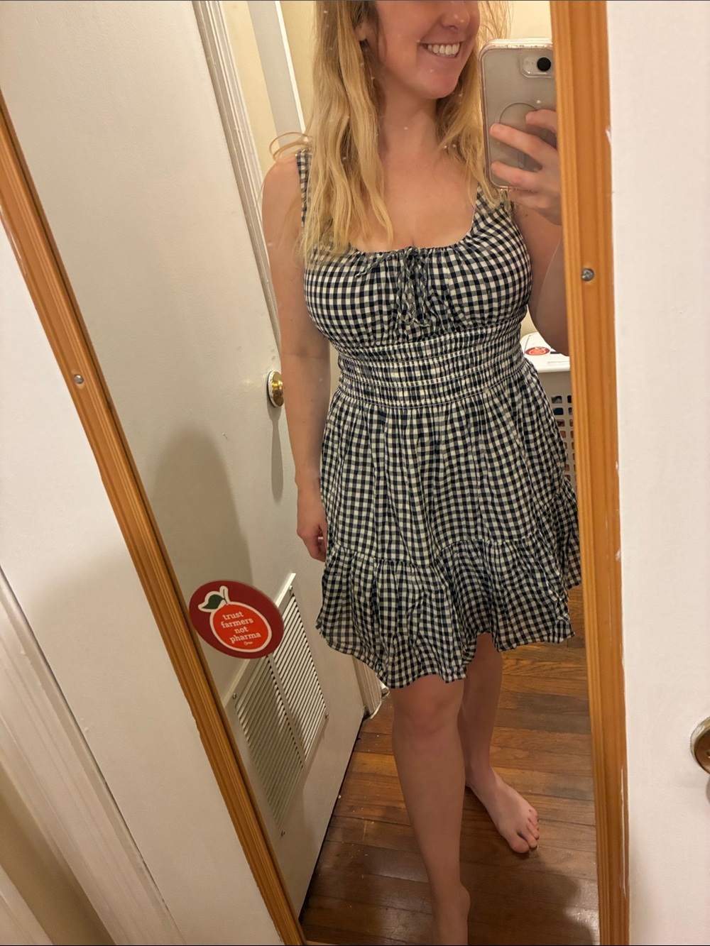 Abercrombie & Fitch Black and White Gingham Smocked Mini Dress - Picture 9 of 9